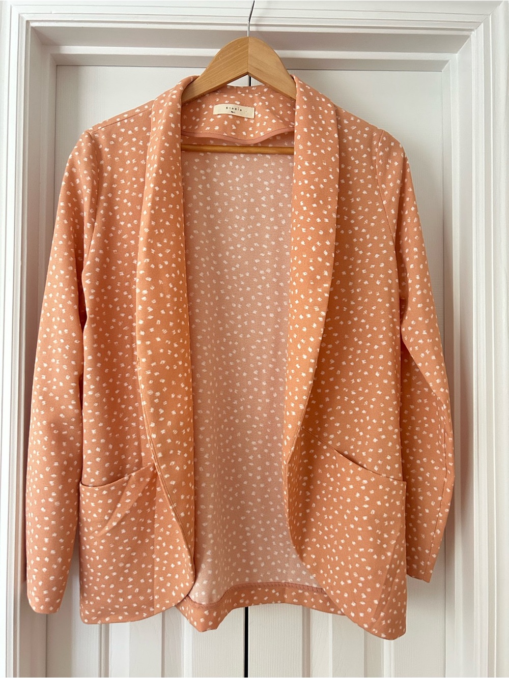 Elodie Peach Polka-Dot Open Front Blazer